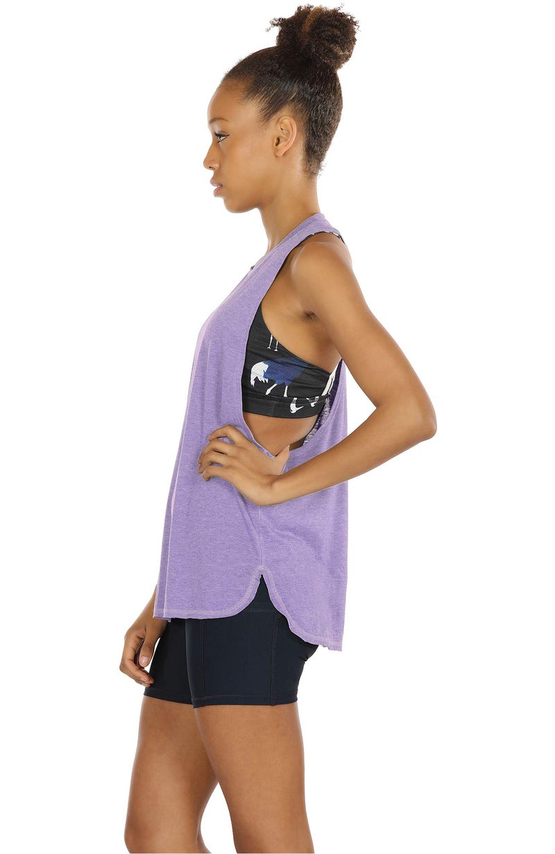 icyzone Workout Tank Tops for Women - Running Muscle Tank Sport Exercise Gym Yoga Tops Athletic Shirts(Pack of 3) (XL, Black/Grey/Lavender) - Image 5